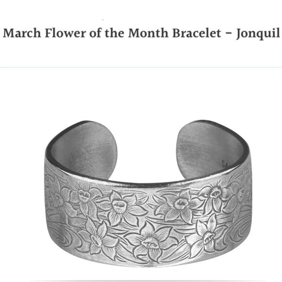 Pewter March Jonquil Daffodil Cuff Bracelet by Salisbury - Picture 10 of 10